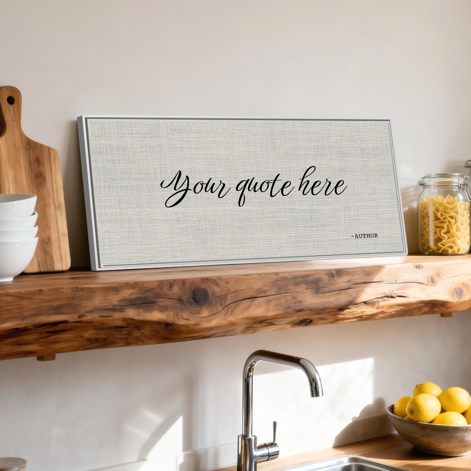 Shelf over kitchen sink white framed wide format 2.1