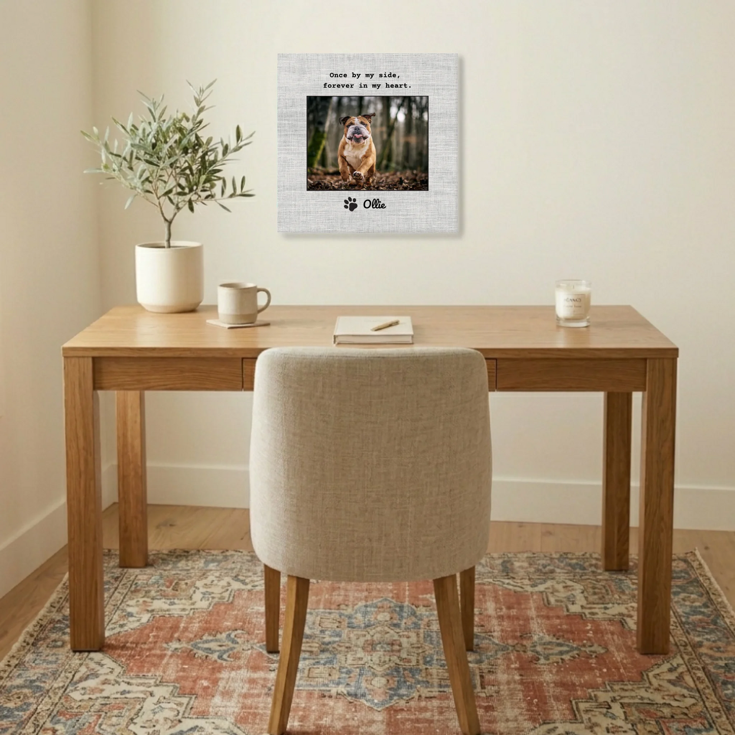Pet Memorial Photo Upload Canvas with Pet Name, Paw Tribute & Poem - Personalized