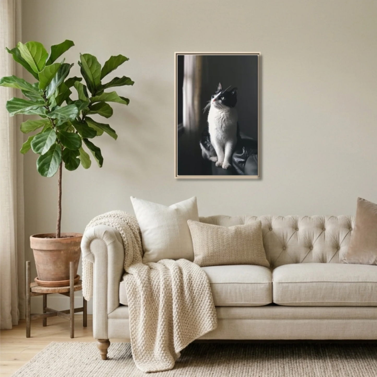 Natural Framed 24x36 Vertical Canvas (2.3) Mockup For TIB
