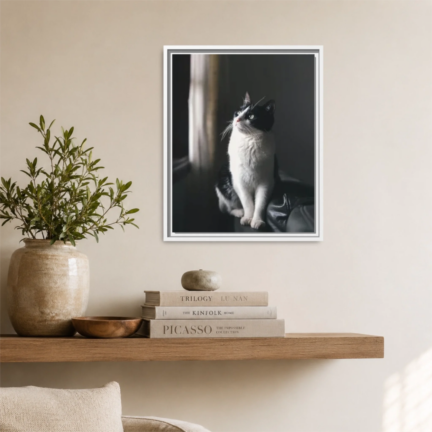 White Framed 16x20 Vertical Canvas (4.5) Mockup For TIB