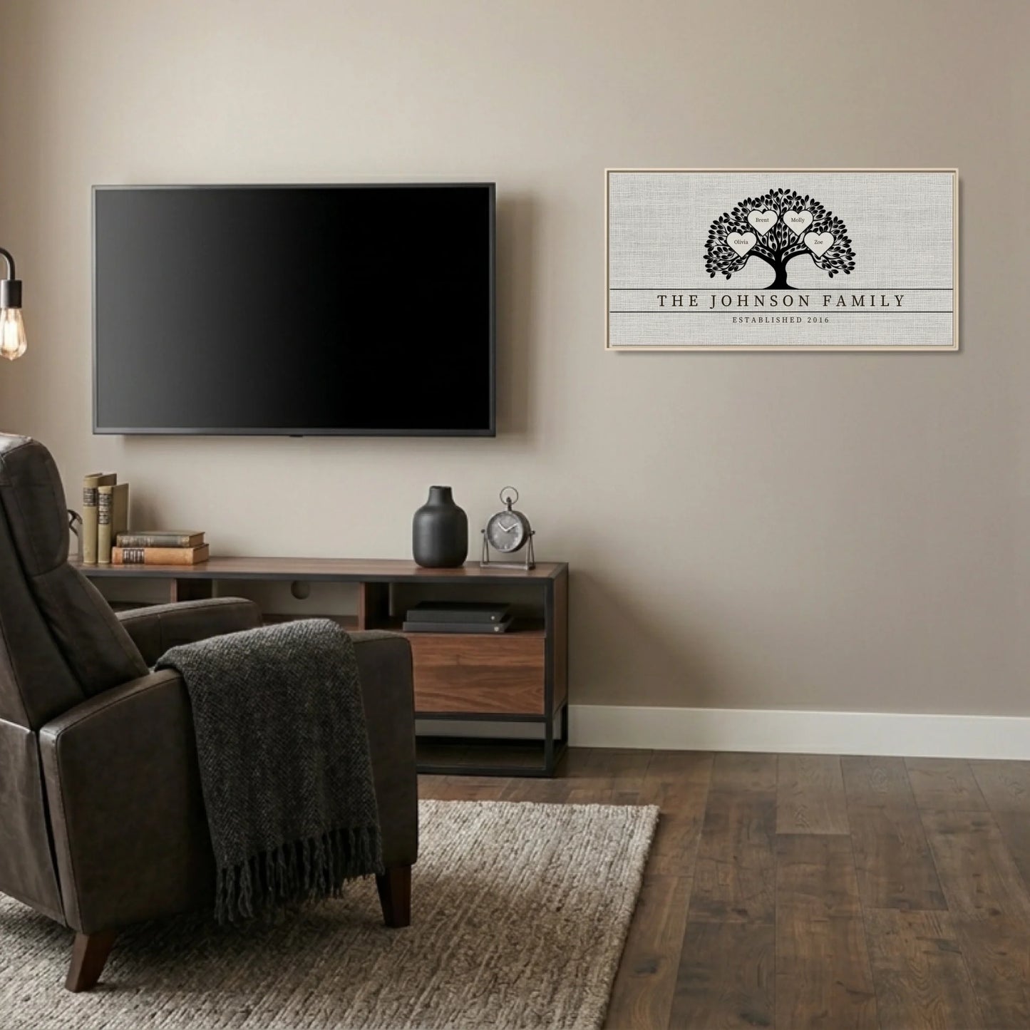 Man Cave Natural Frame Wide Format 2.1 Canvas Mockup