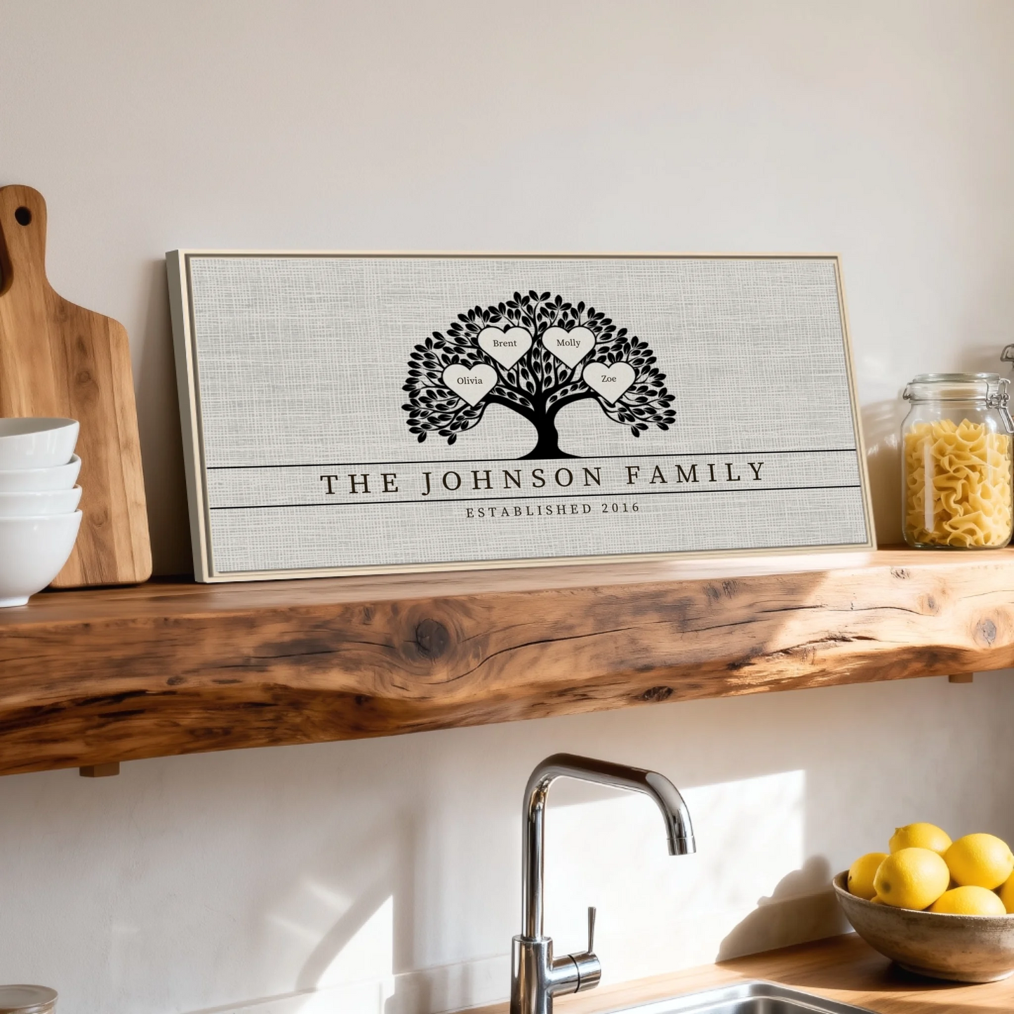 Shelf over kitchen sink natural framed wide format 2.1