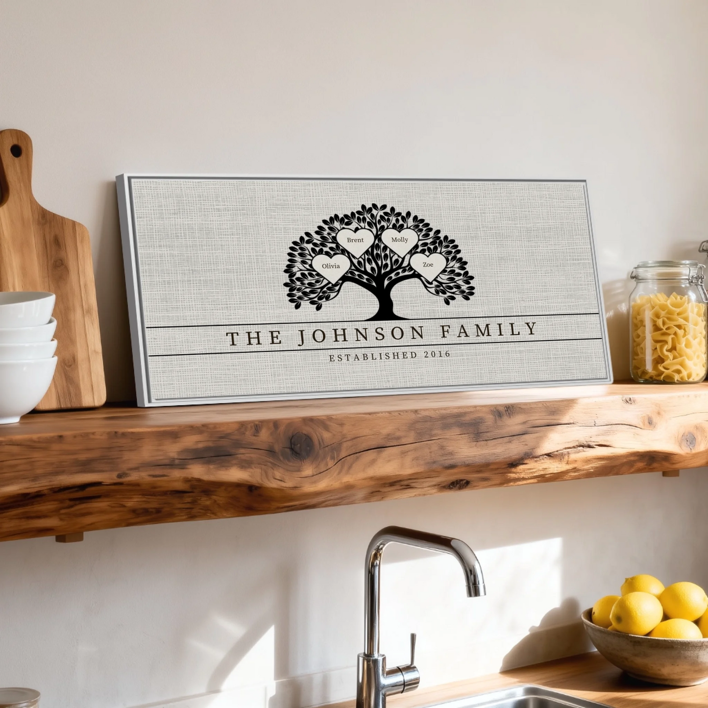 Shelf over kitchen sink white framed wide format 2.1