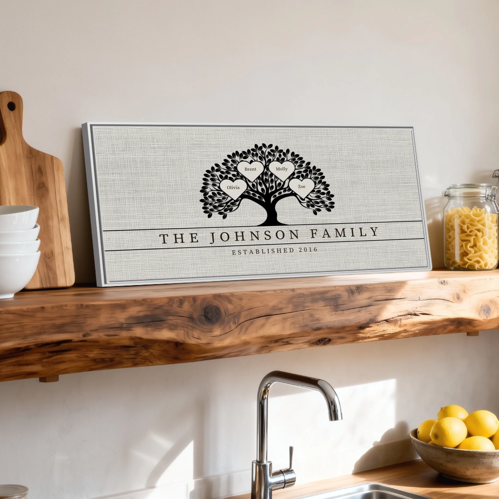 Shelf over kitchen sink white framed wide format 2.1