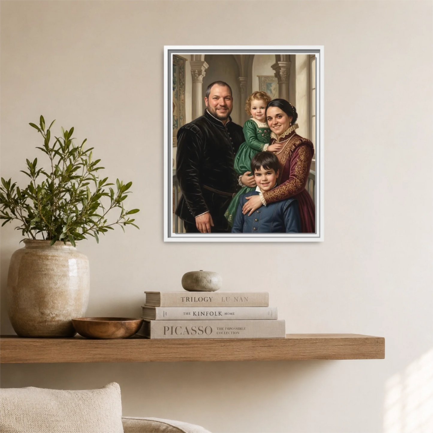 White Framed 16x20 Vertical Canvas (4.5) Mockup For TIB