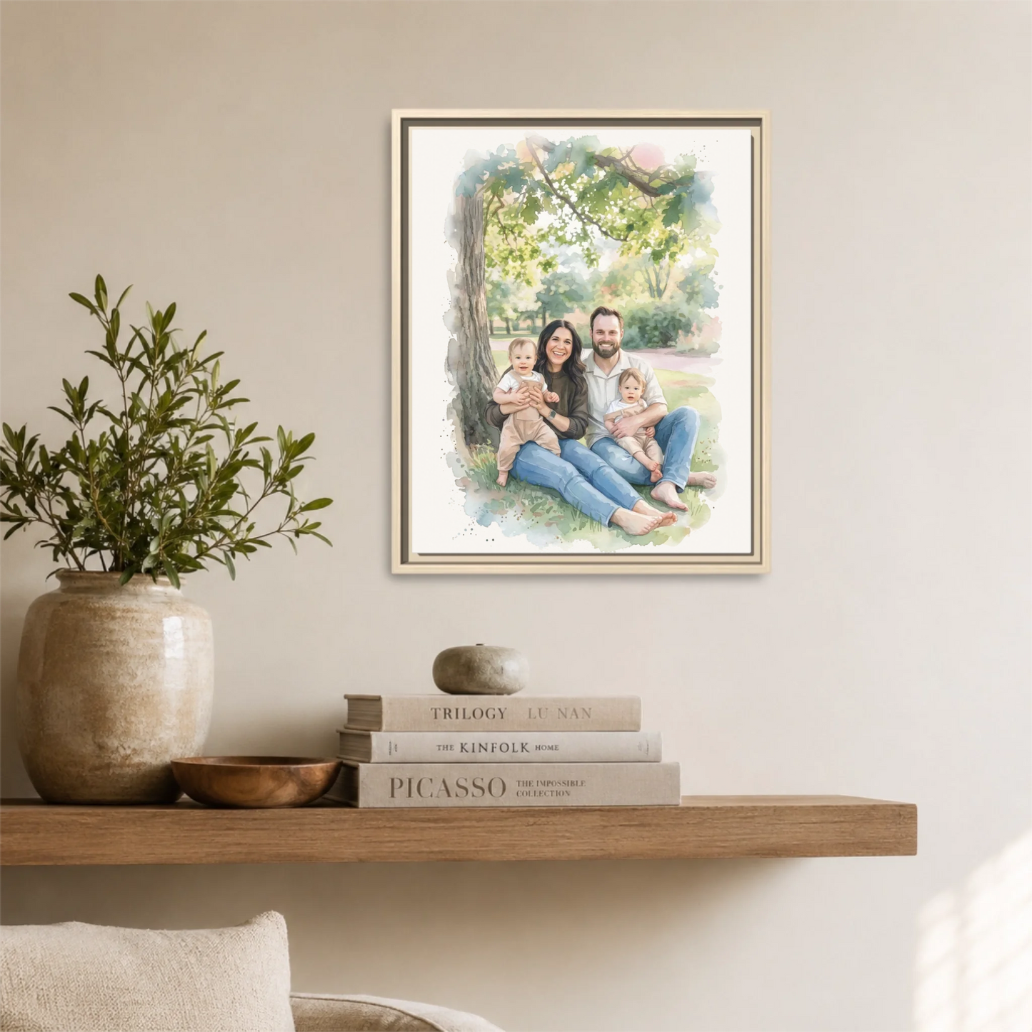 Natural Framed 16x20 Vertical Canvas (4.5) Mockup For TIB