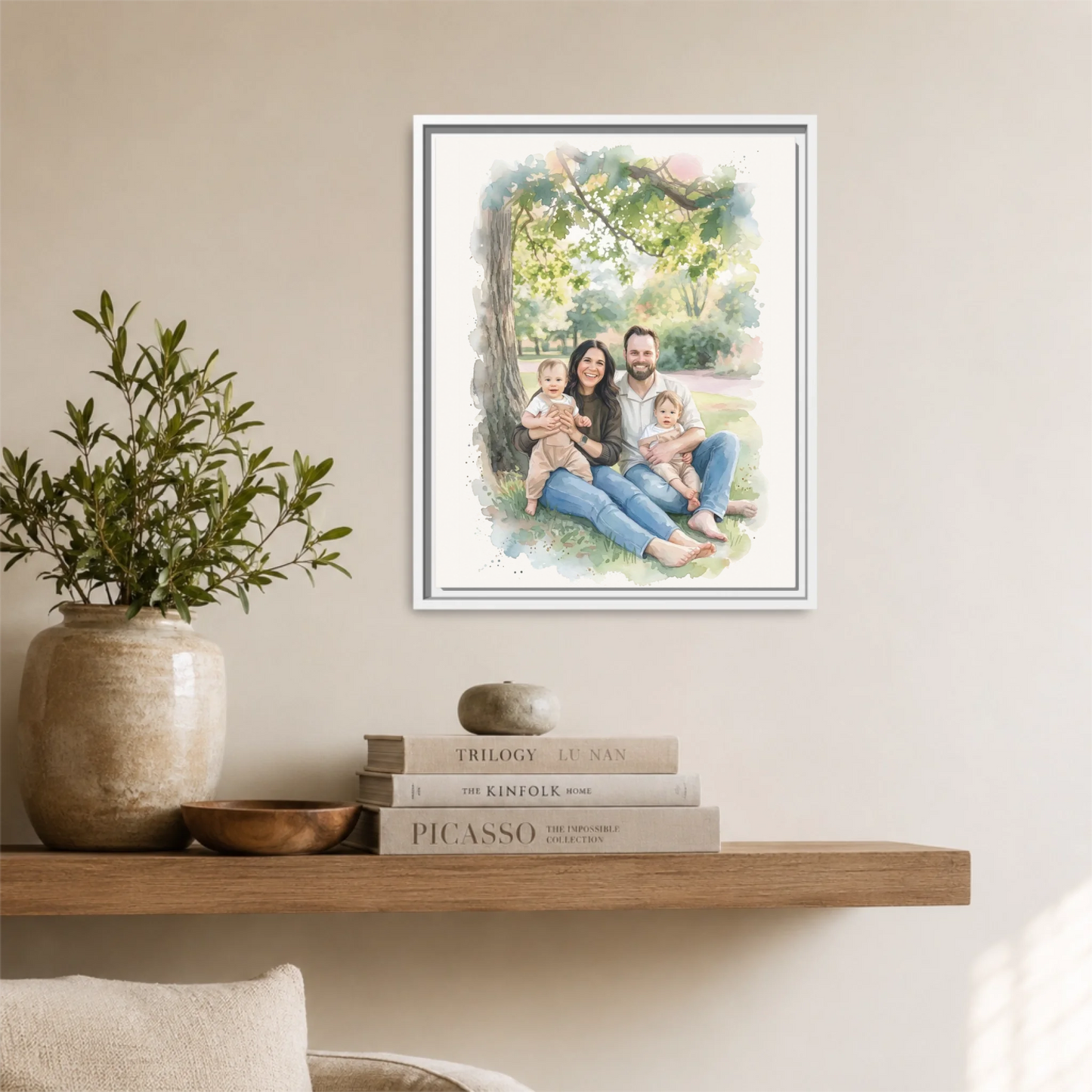 White Framed 16x20 Vertical Canvas (4.5) Mockup For TIB