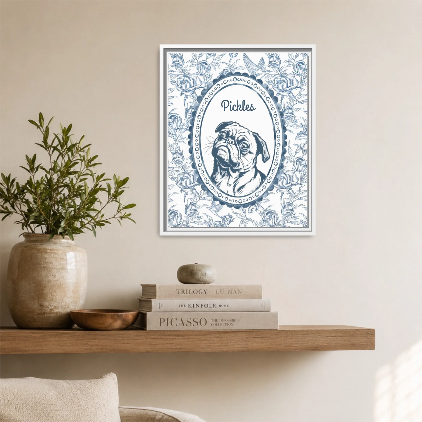 White Framed 16x20 Vertical Canvas (4.5) Mockup For TIB