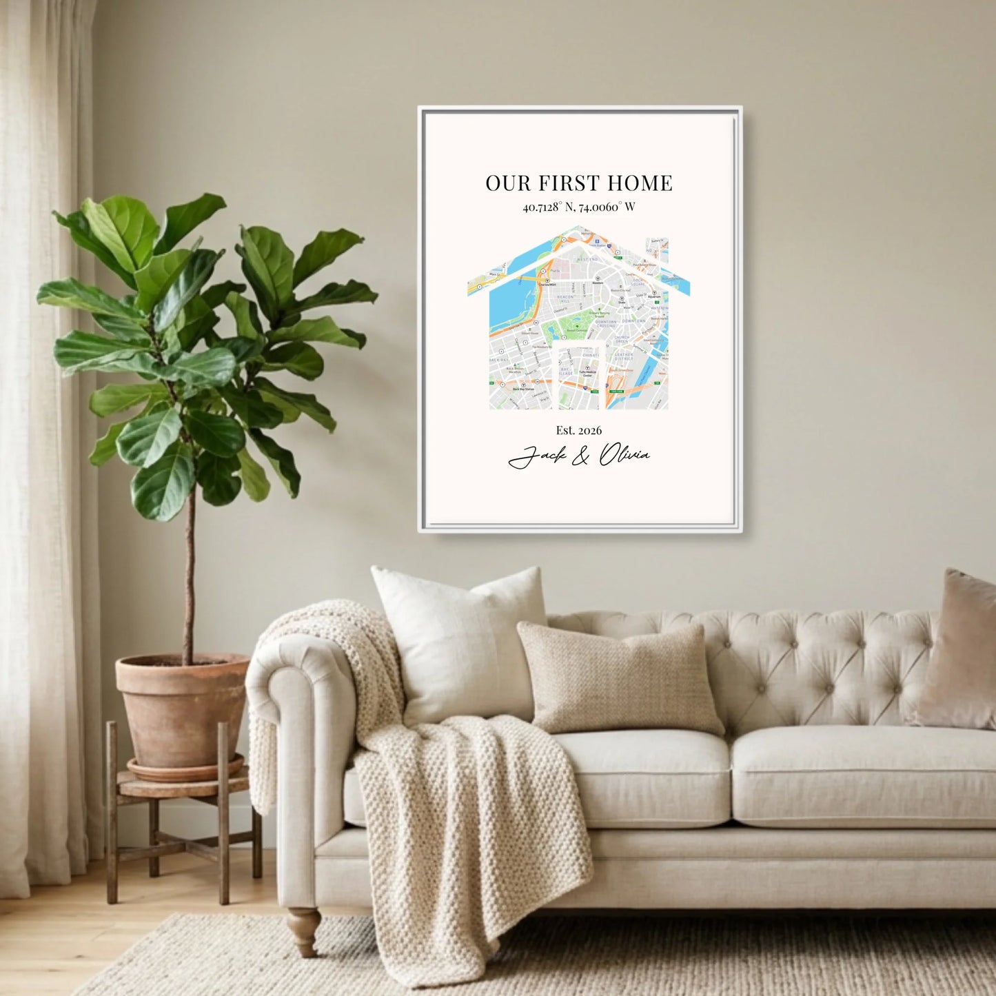 White Framed 30x40 (3.4) Vertical Rectangular Canvas