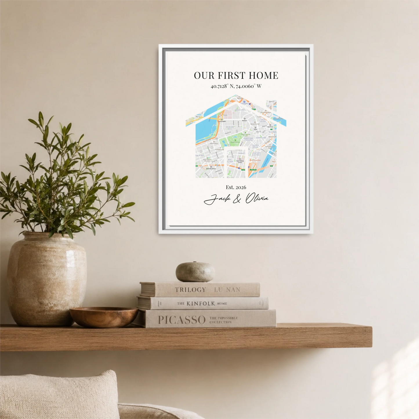 White Framed 16x20 Vertical Canvas (4.5) Mockup For TIB