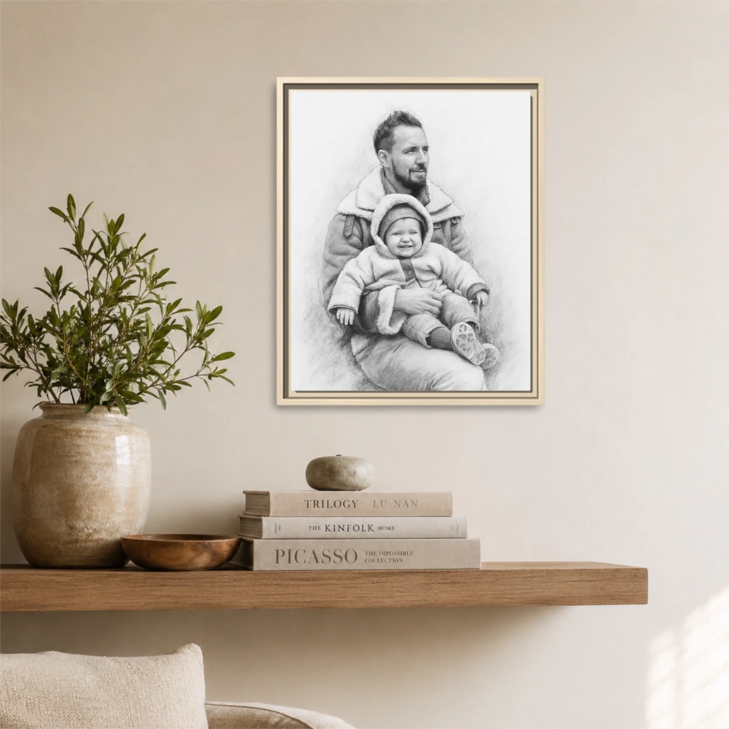 Natural Framed 16x20 Vertical Canvas (4.5) Mockup For TIB