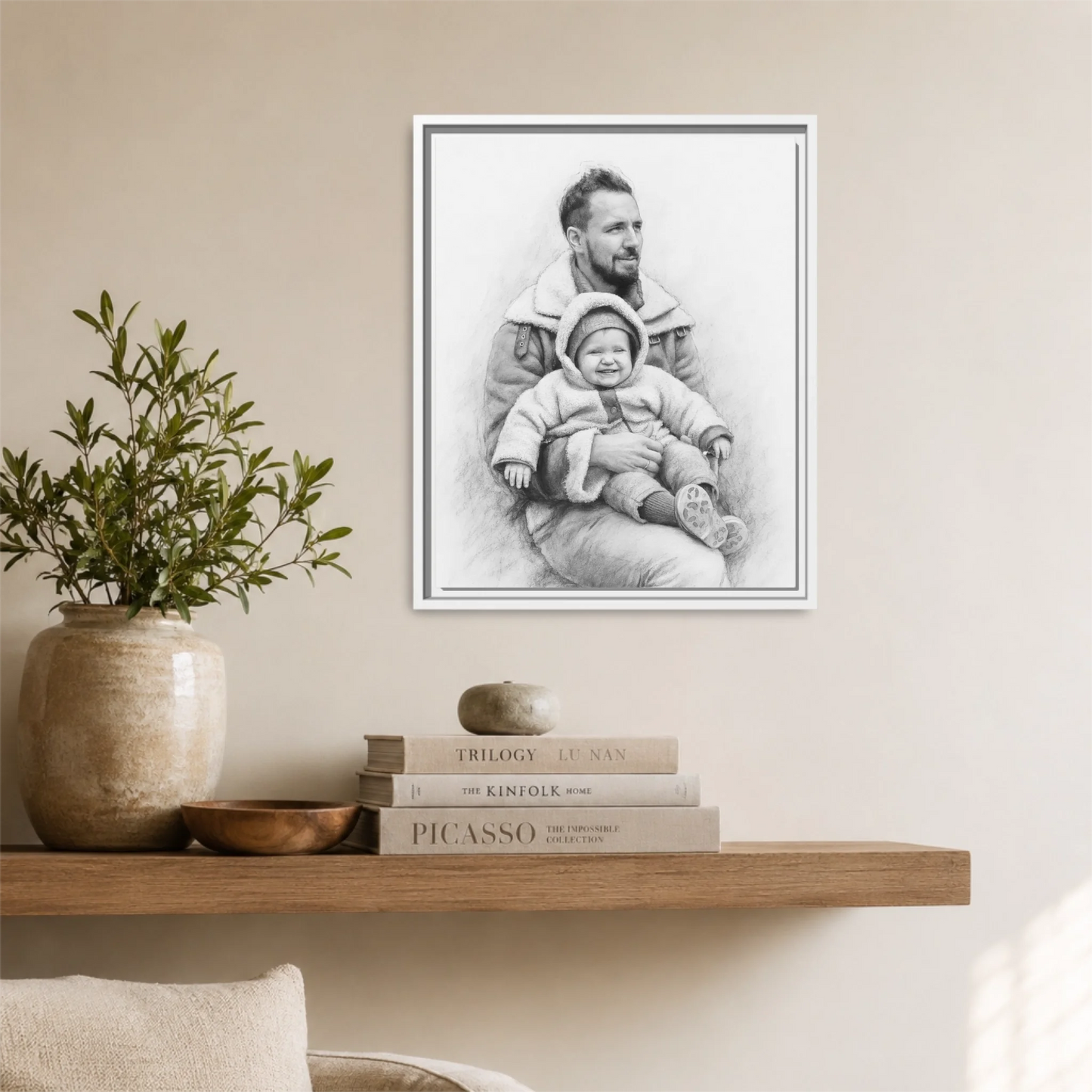 White Framed 16x20 Vertical Canvas (4.5) Mockup For TIB