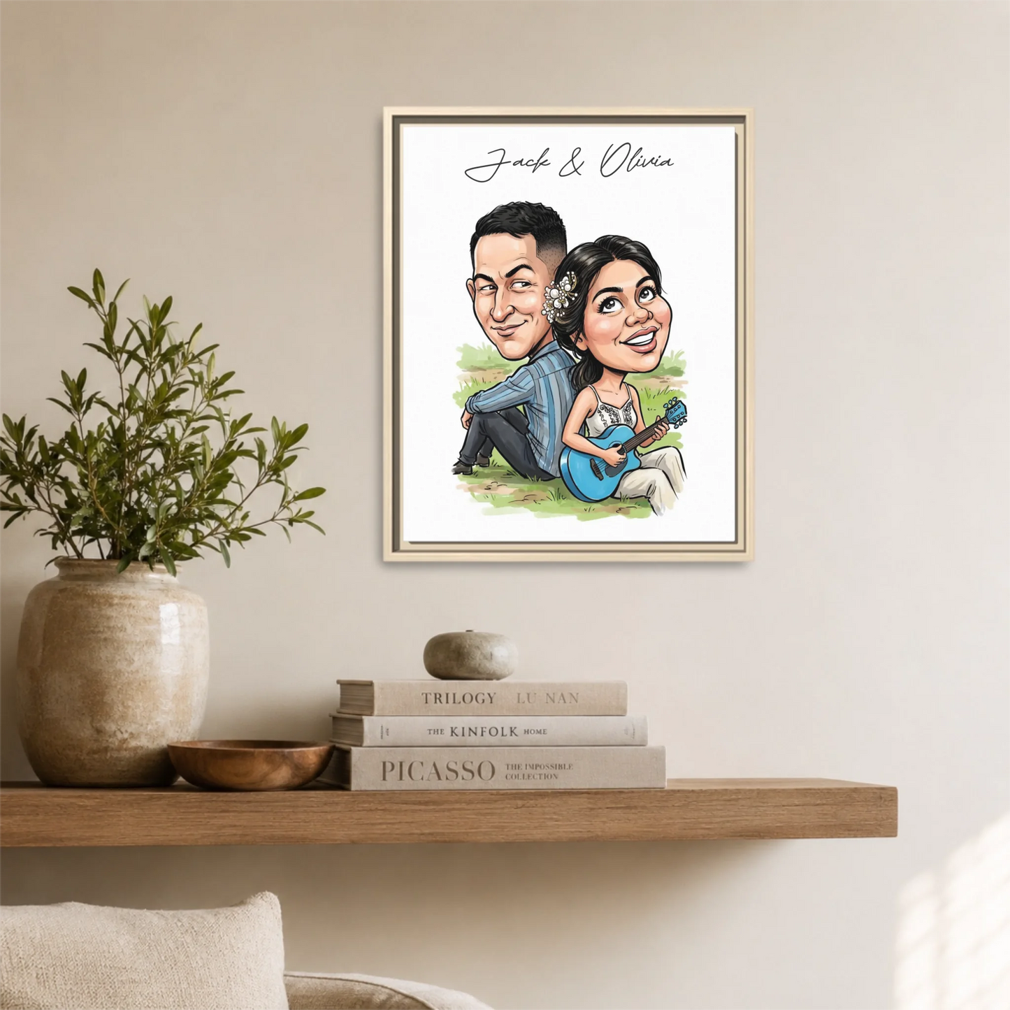 Natural Framed 16x20 Vertical Canvas (4.5) Mockup For TIB