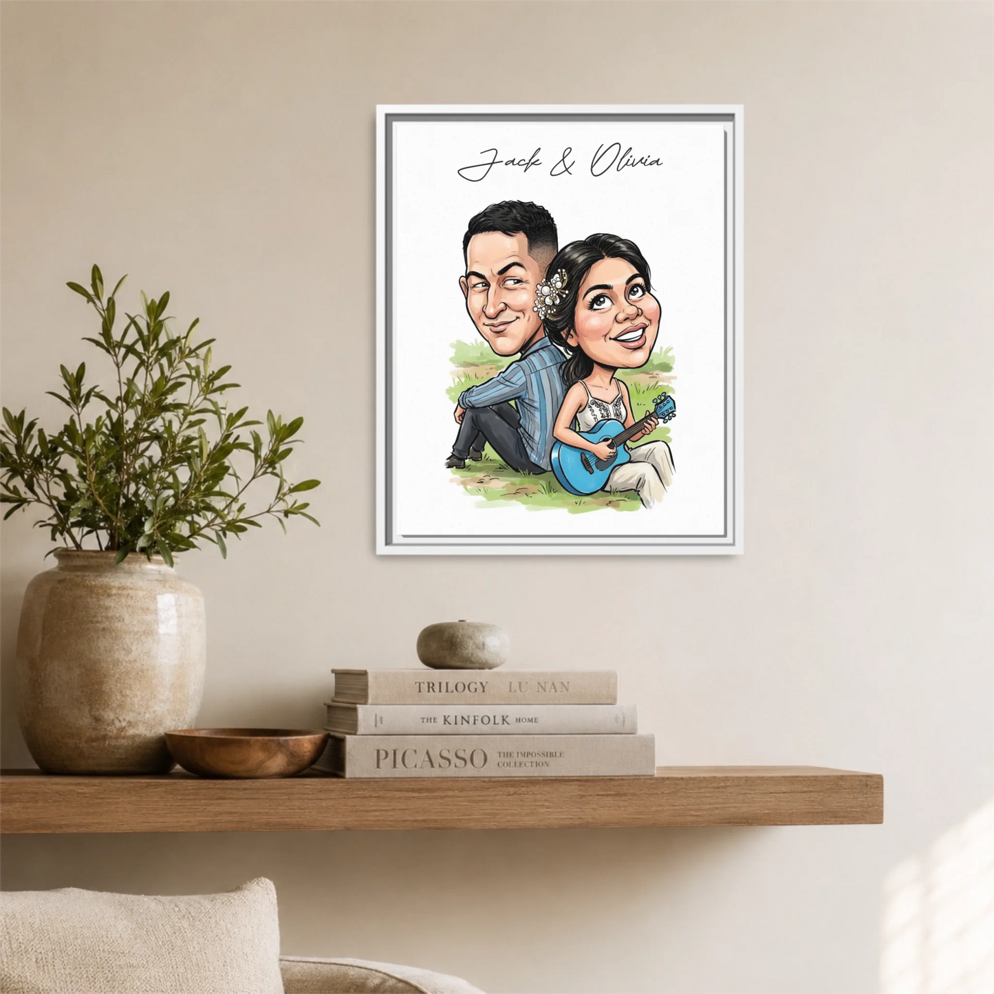 White Framed 16x20 Vertical Canvas (4.5) Mockup For TIB