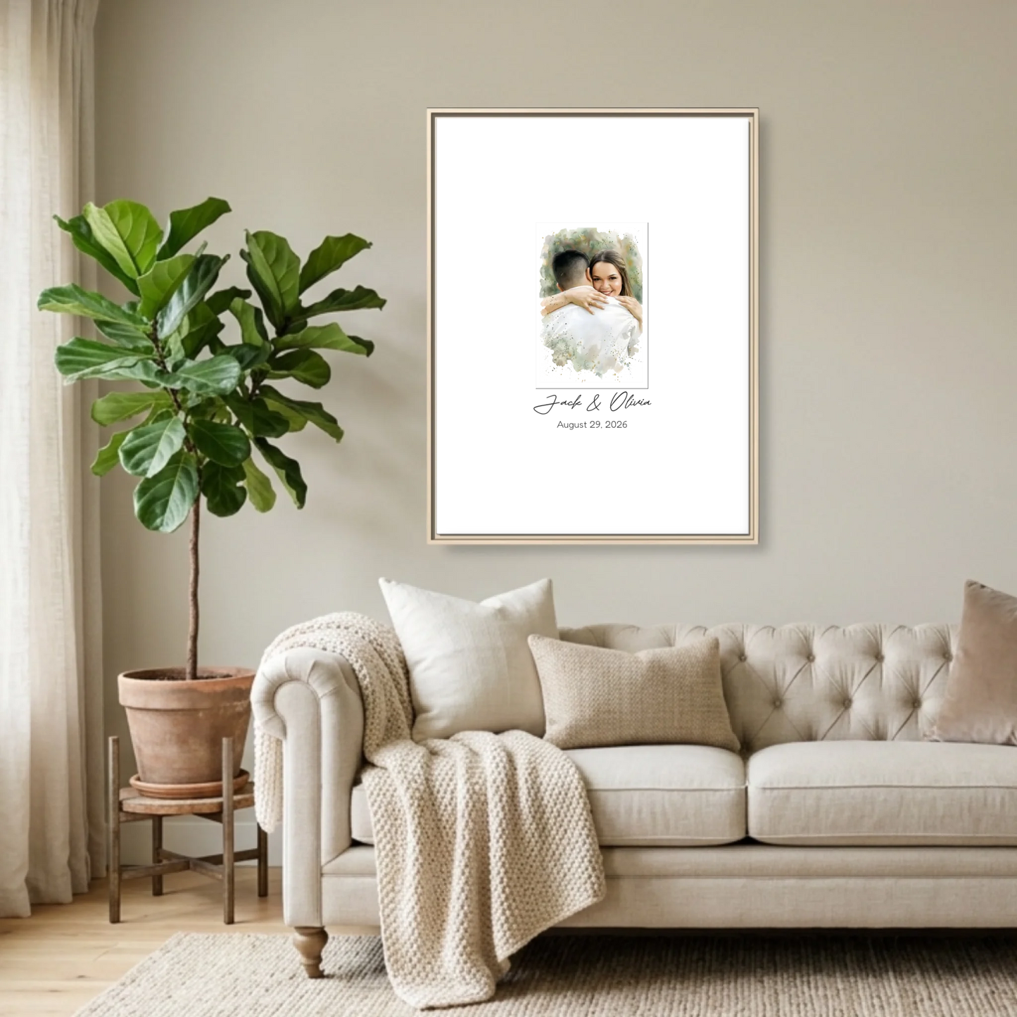 Natural Framed 30x40 (3.4) Vertical Rectangular Canvas