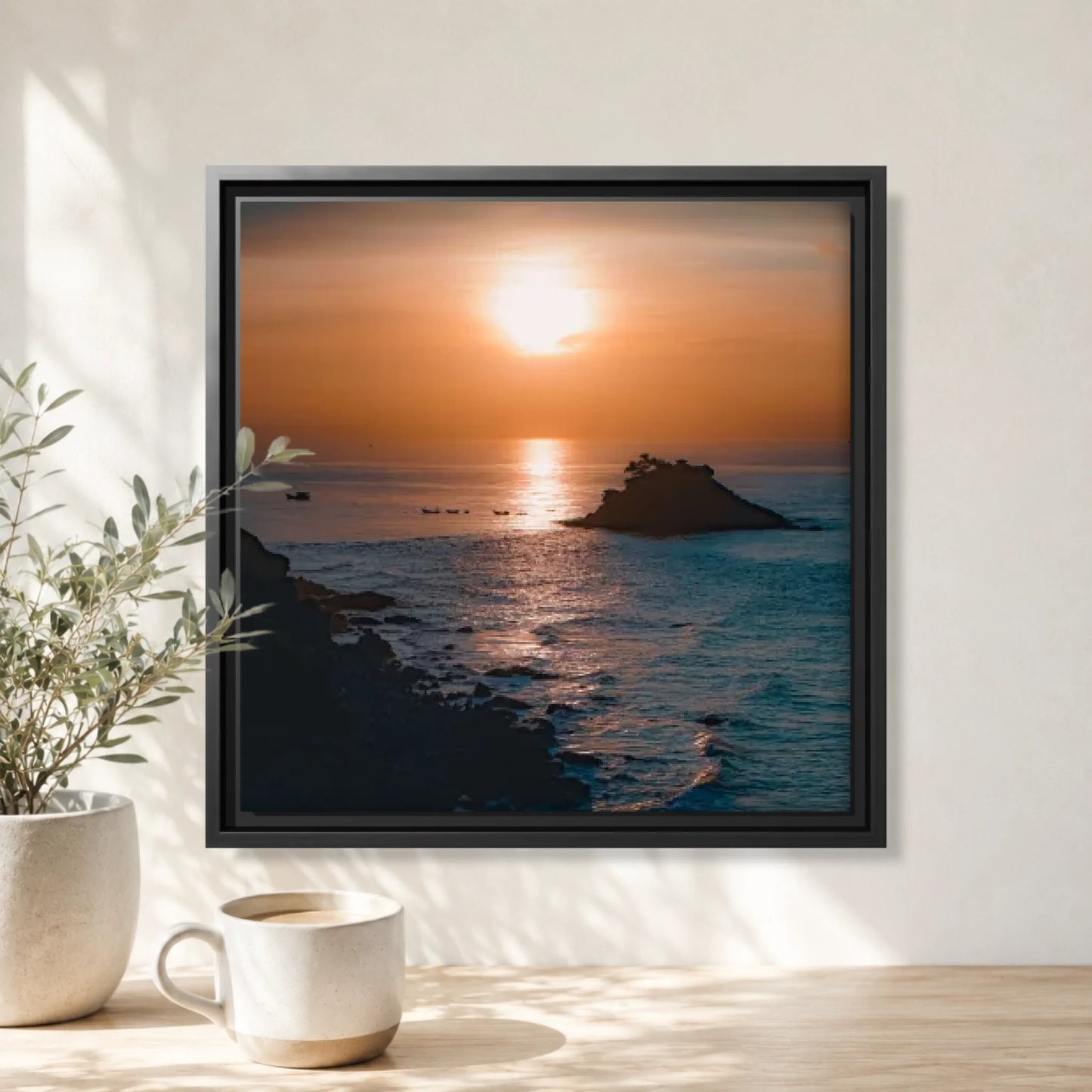 Square blk mockup over desk