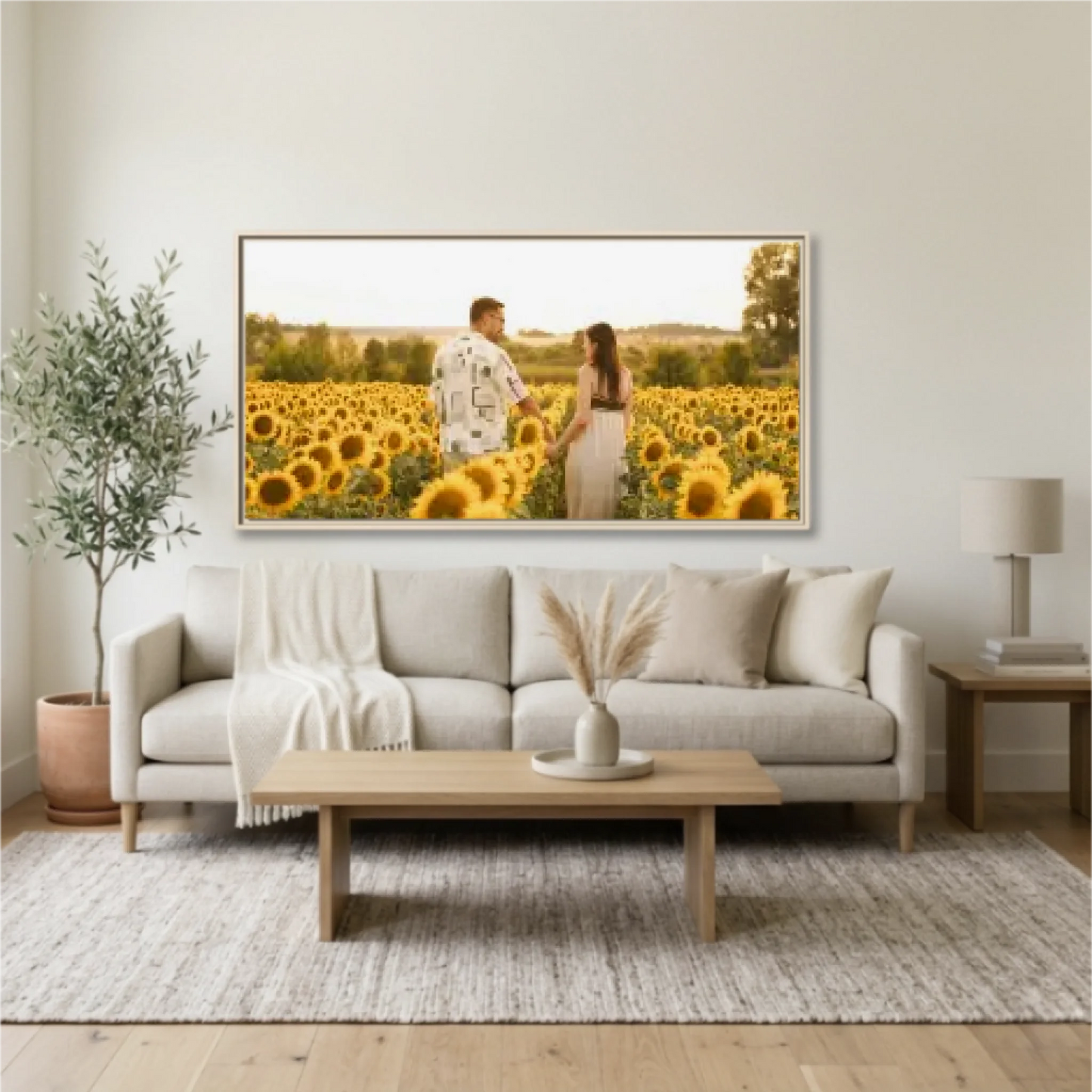 Living Room Natural Framed Wide Format 2.1 Mockup
