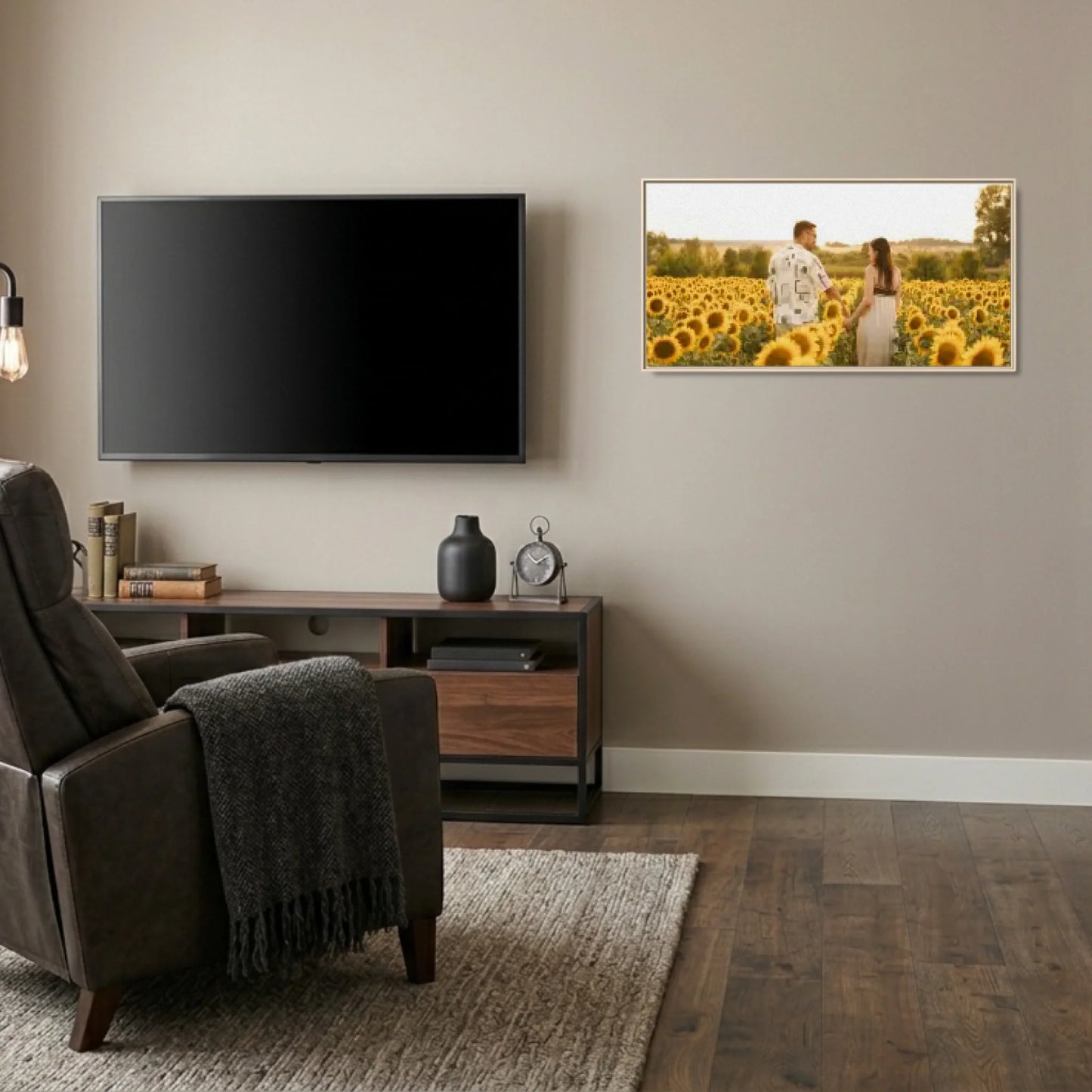 Man Cave Natural Frame Wide Format 2.1 Canvas Mockup
