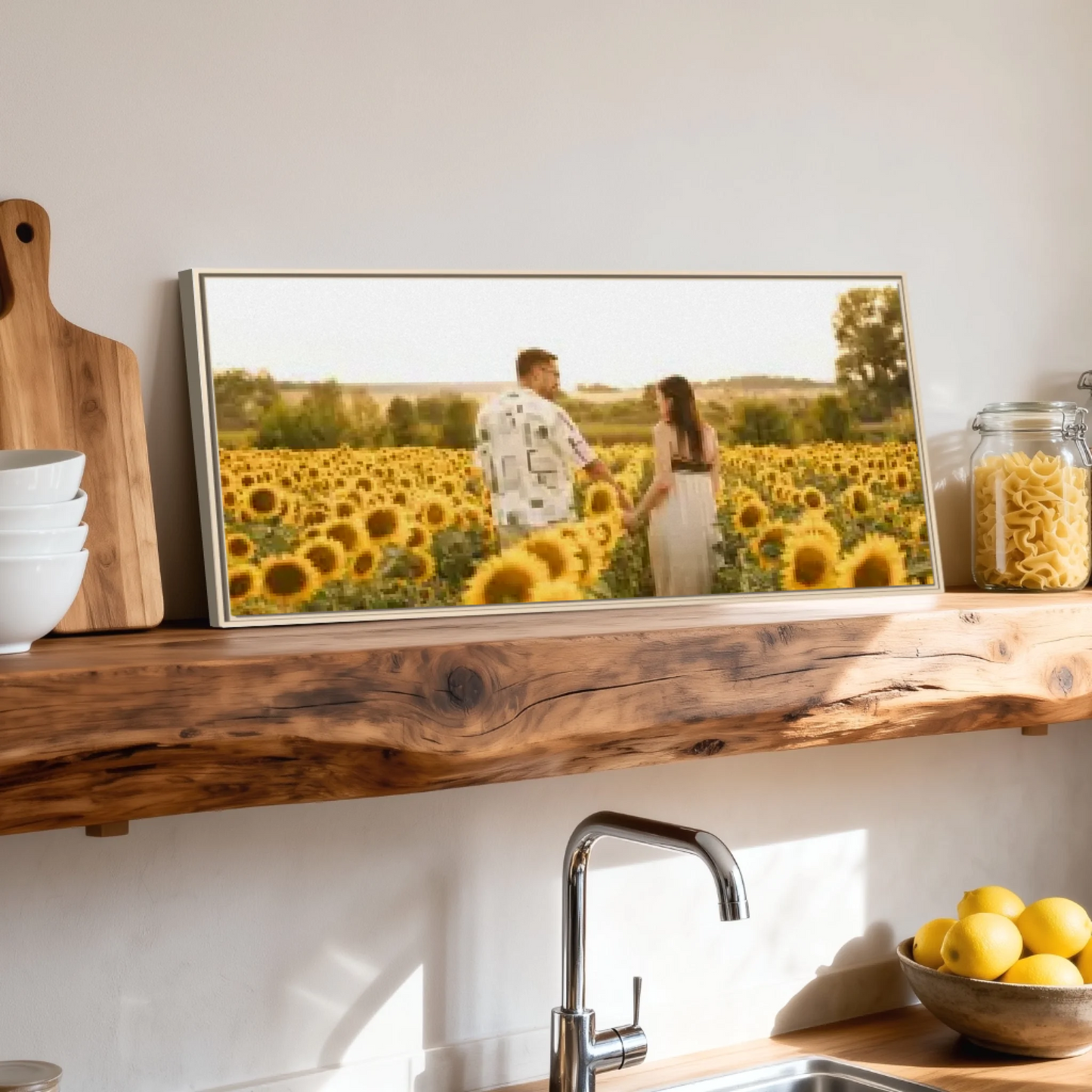 Shelf over kitchen sink natural framed wide format 2.1