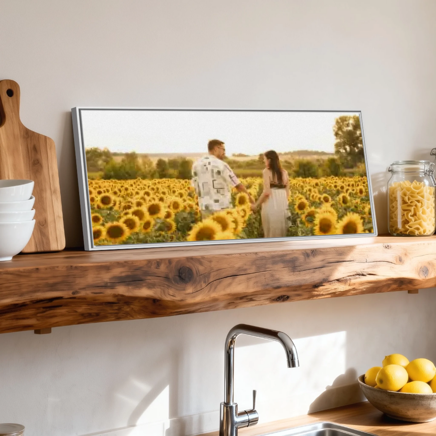 Shelf over kitchen sink white framed wide format 2.1