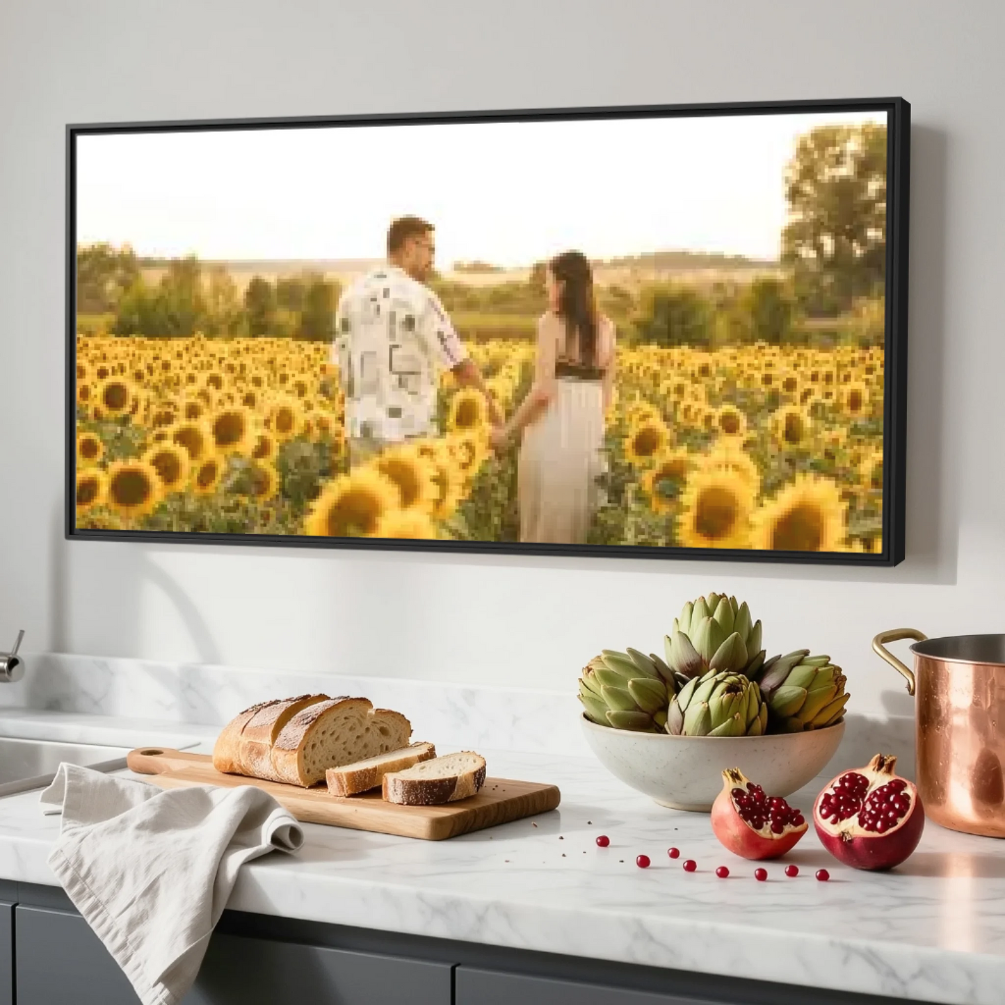 Kitchen Black Framed Wide Format 2.1 Canvas Mockup