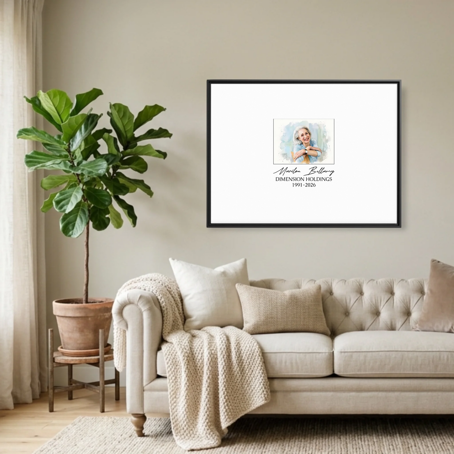 Black Framed Horizontal 4.3 Rectangular Canvas Lifestyle Mockup