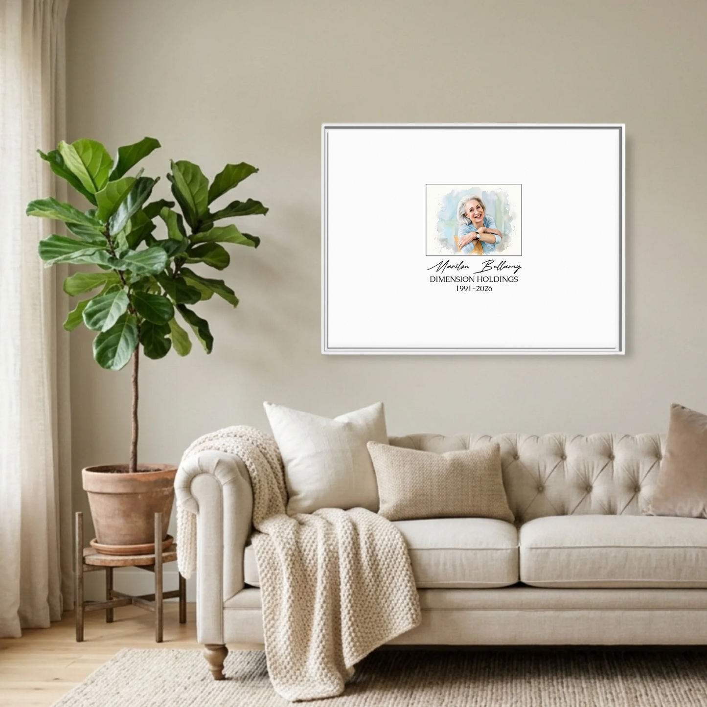 White Framed Horizontal 4.3 Rectangular Canvas Lifestyle Mockup