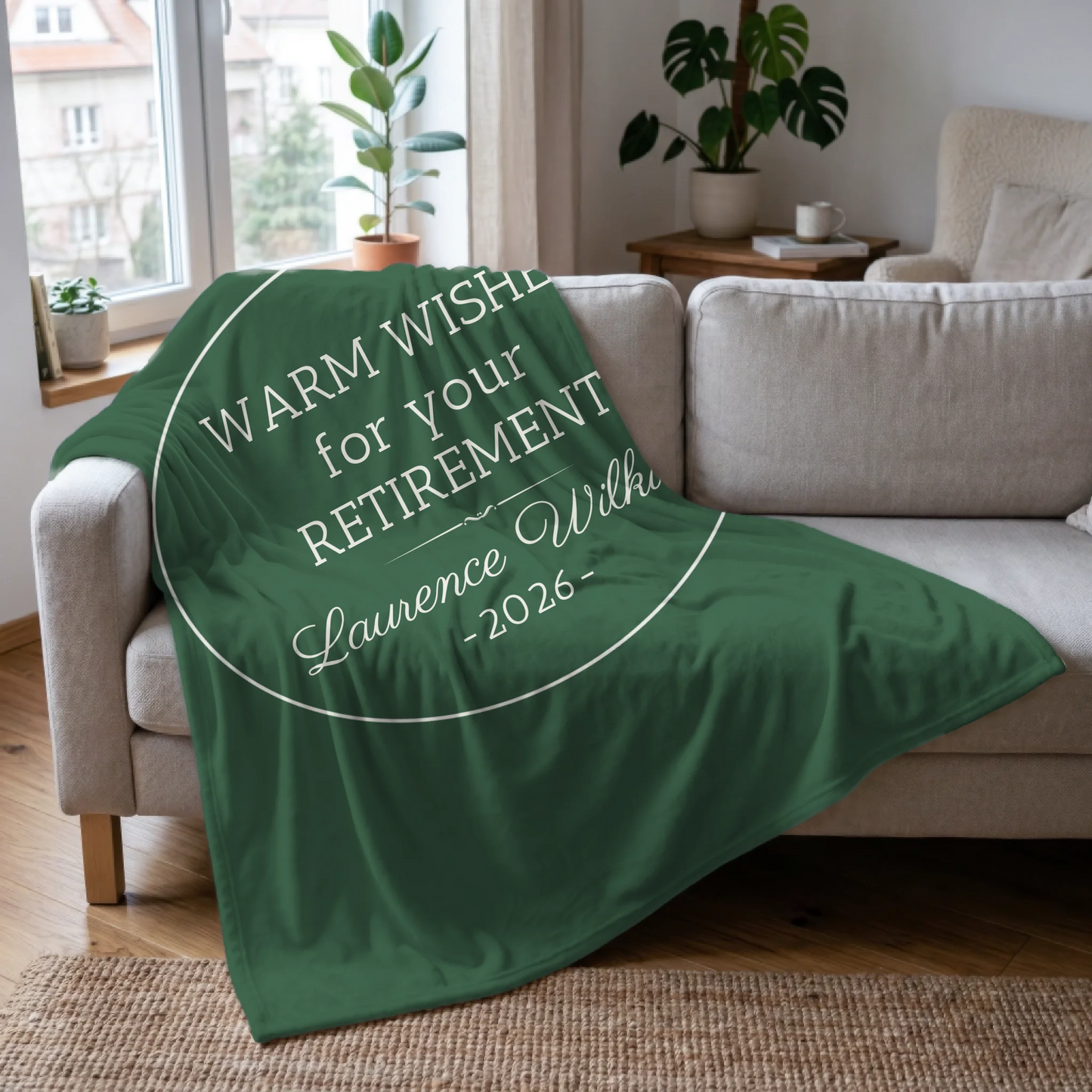 Retirement Message Blanket - Choose Your Favorite Solid Color, Add Name & Date - Personalized