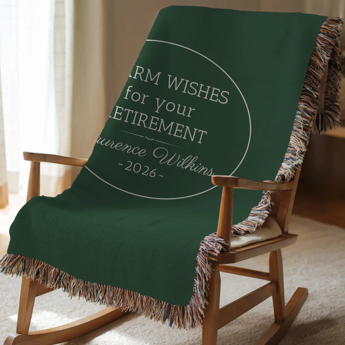 Retirement Message Blanket - Choose Your Favorite Solid Color, Add Name & Date - Personalized