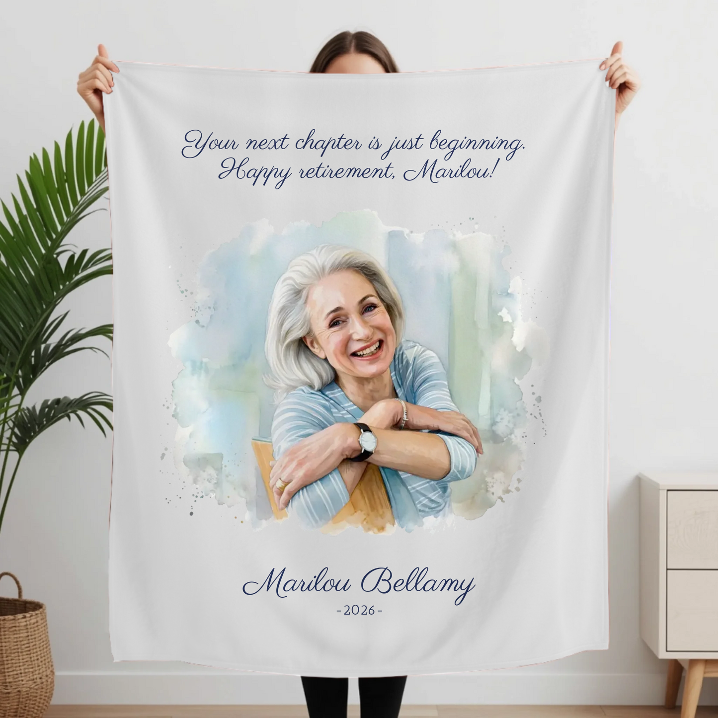 Woman Holding Fleece Blanket Closeup