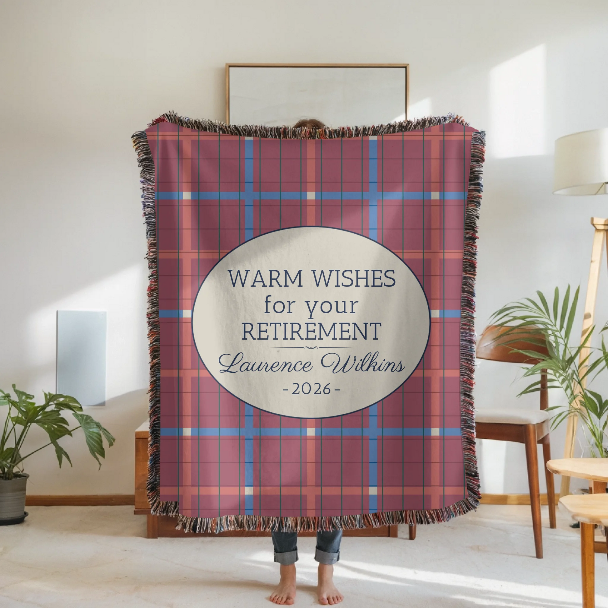 Woven Blanket Woman Holding for use as mockup within TeeinBlue-Background