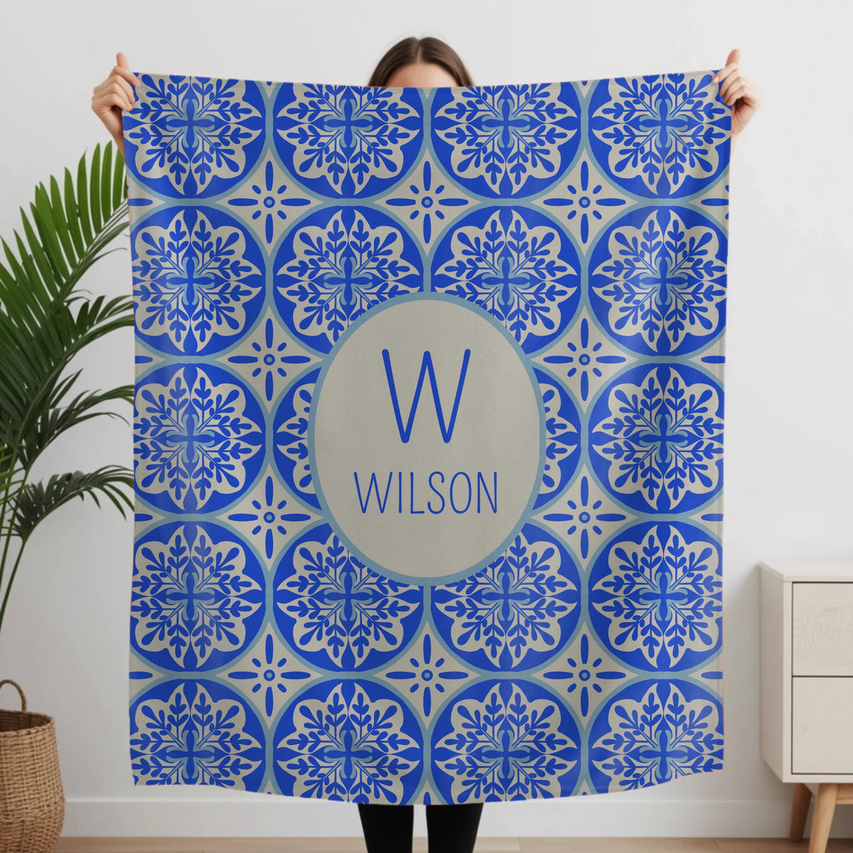 Woman Holding Fleece Blanket Closeup