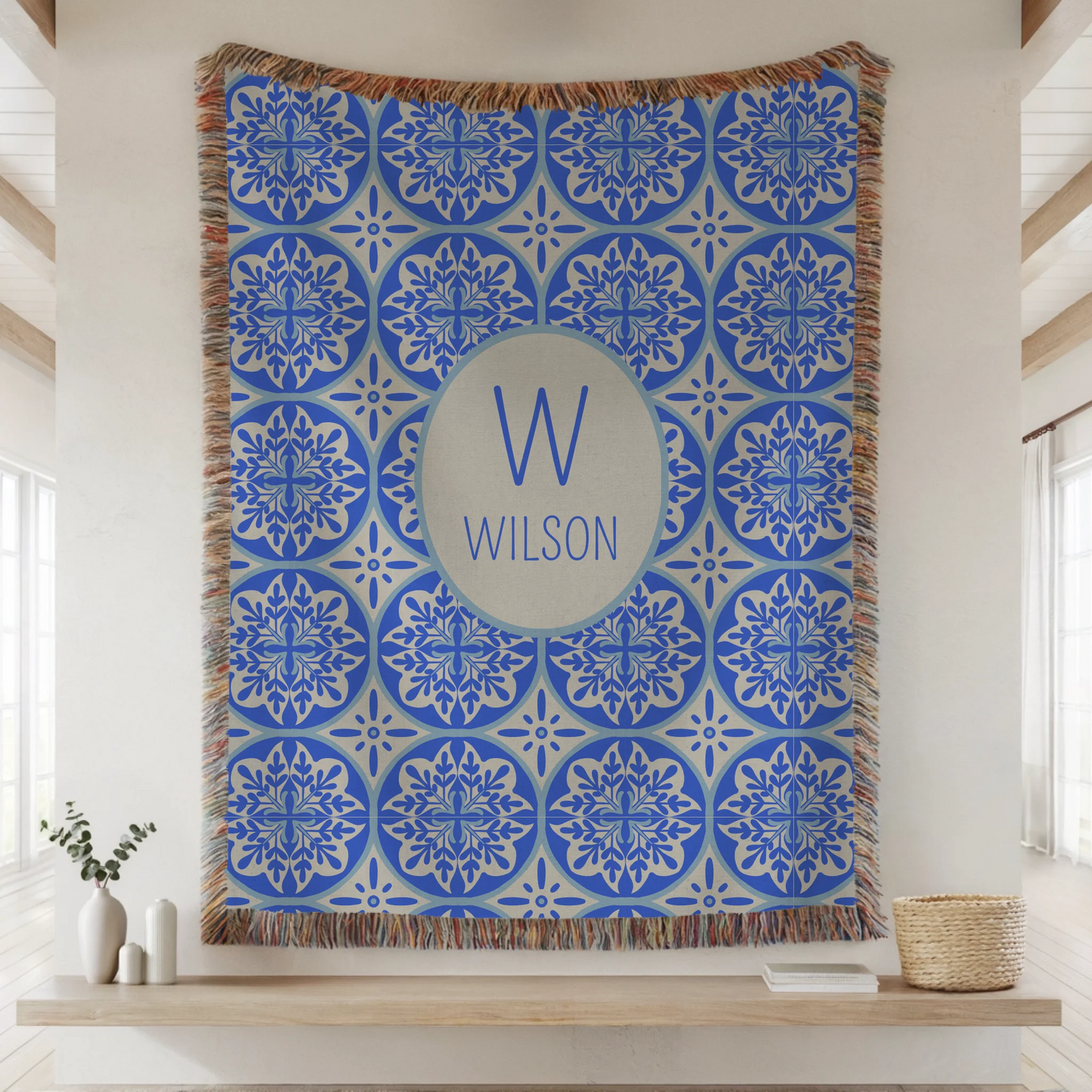 Woven Blanket Lifestyle Closeup Mockup