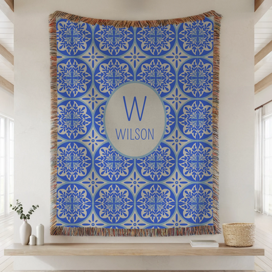 Woven Blanket Lifestyle Closeup Mockup