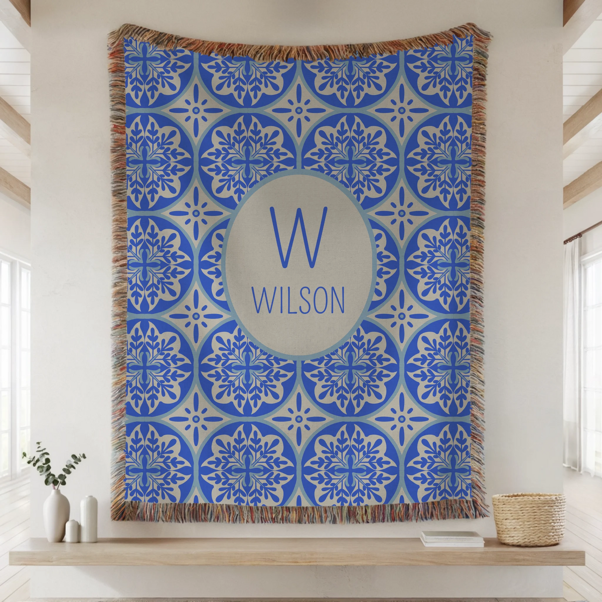 Woven Blanket Lifestyle Closeup Mockup