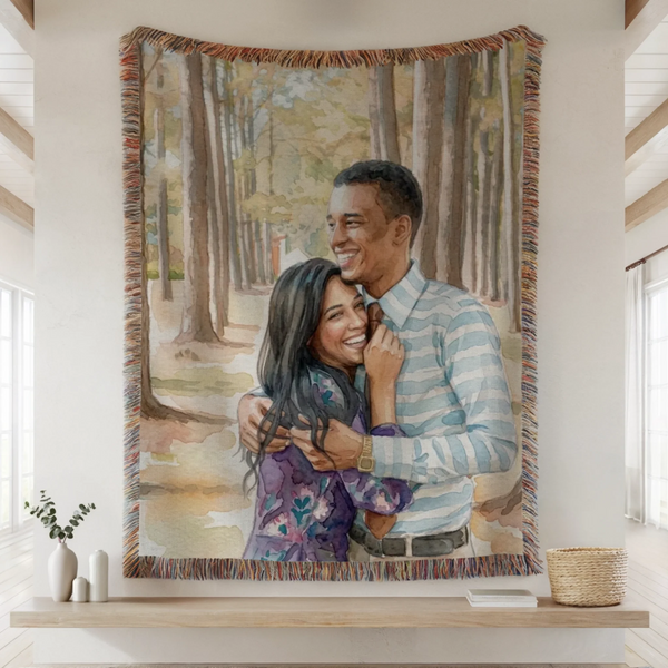 Woven Blanket Lifestyle Closeup Mockup