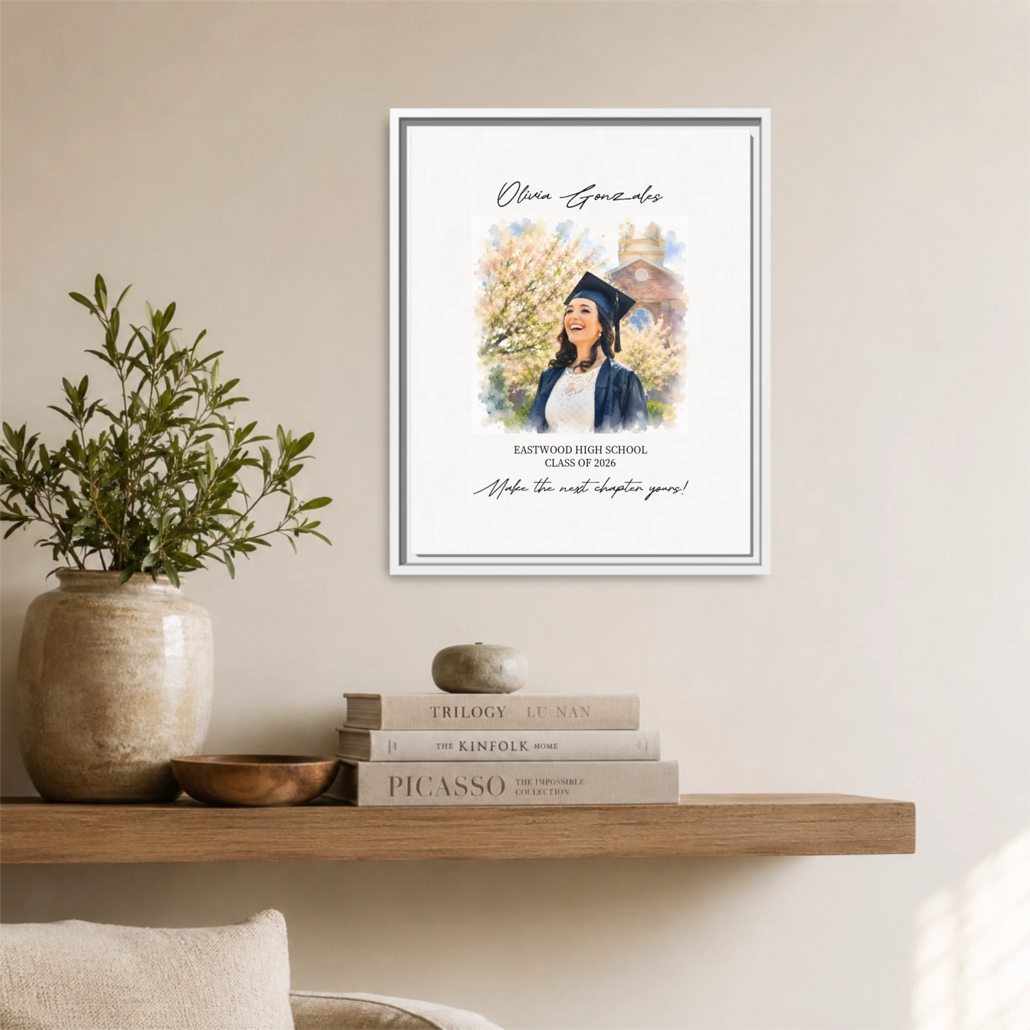 White Framed 16x20 Vertical Canvas (4.5) Mockup For TIB