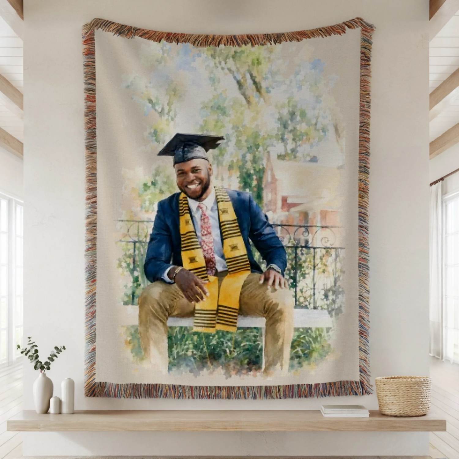 Woven Blanket Lifestyle Closeup Mockup