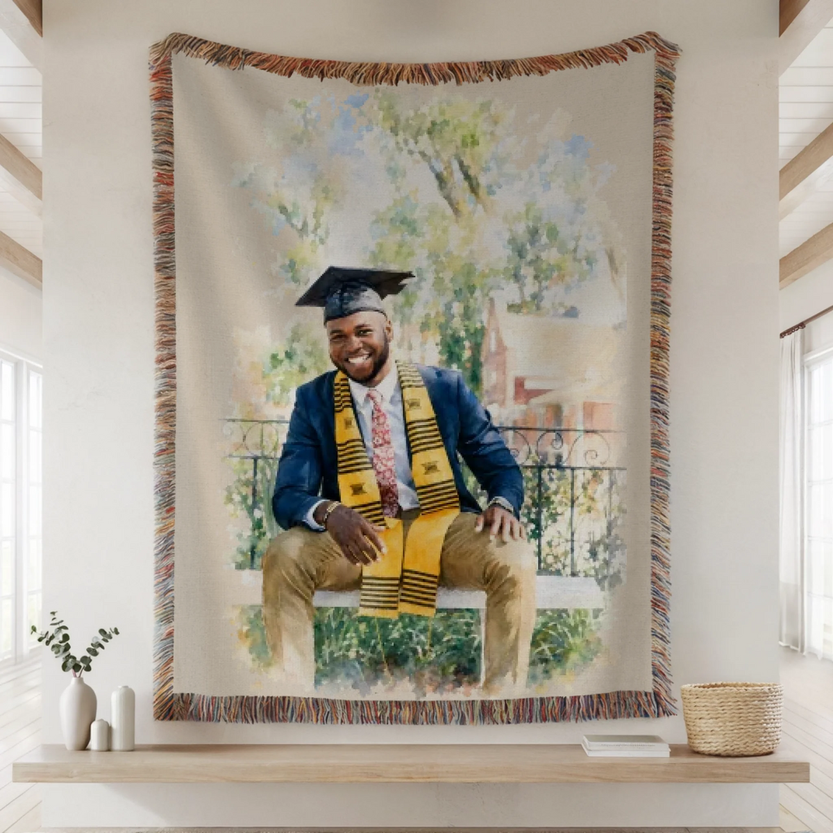 Woven Blanket Lifestyle Closeup Mockup