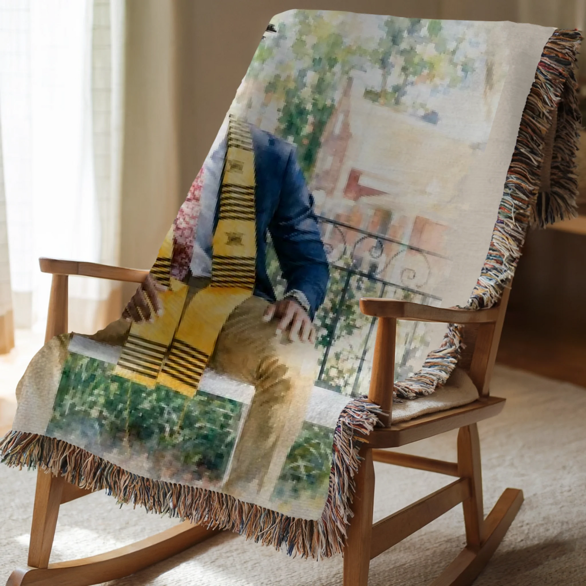 Graduation Watercolor Portrait or Photo Blanket - Upload Your Photo, Add Message, Name & Date - Personalized