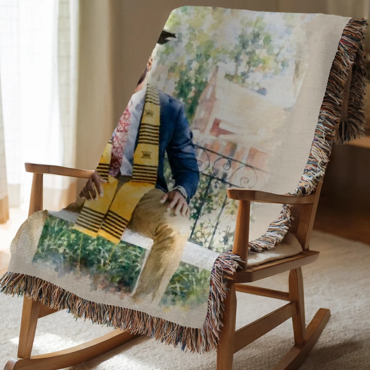 Graduation Watercolor Portrait or Photo Blanket - Upload Your Photo, Add Message, Name & Date - Personalized