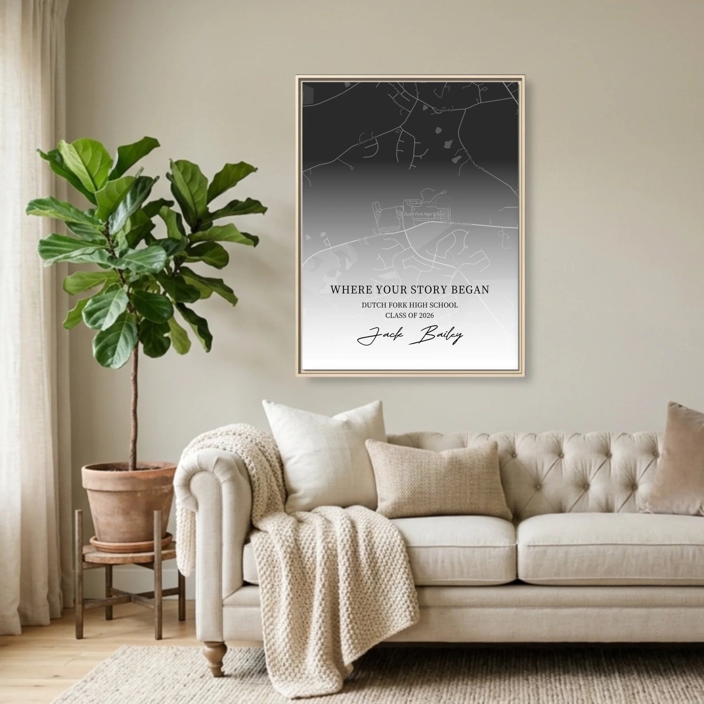 Natural Framed 30x40 (3.4) Vertical Rectangular Canvas