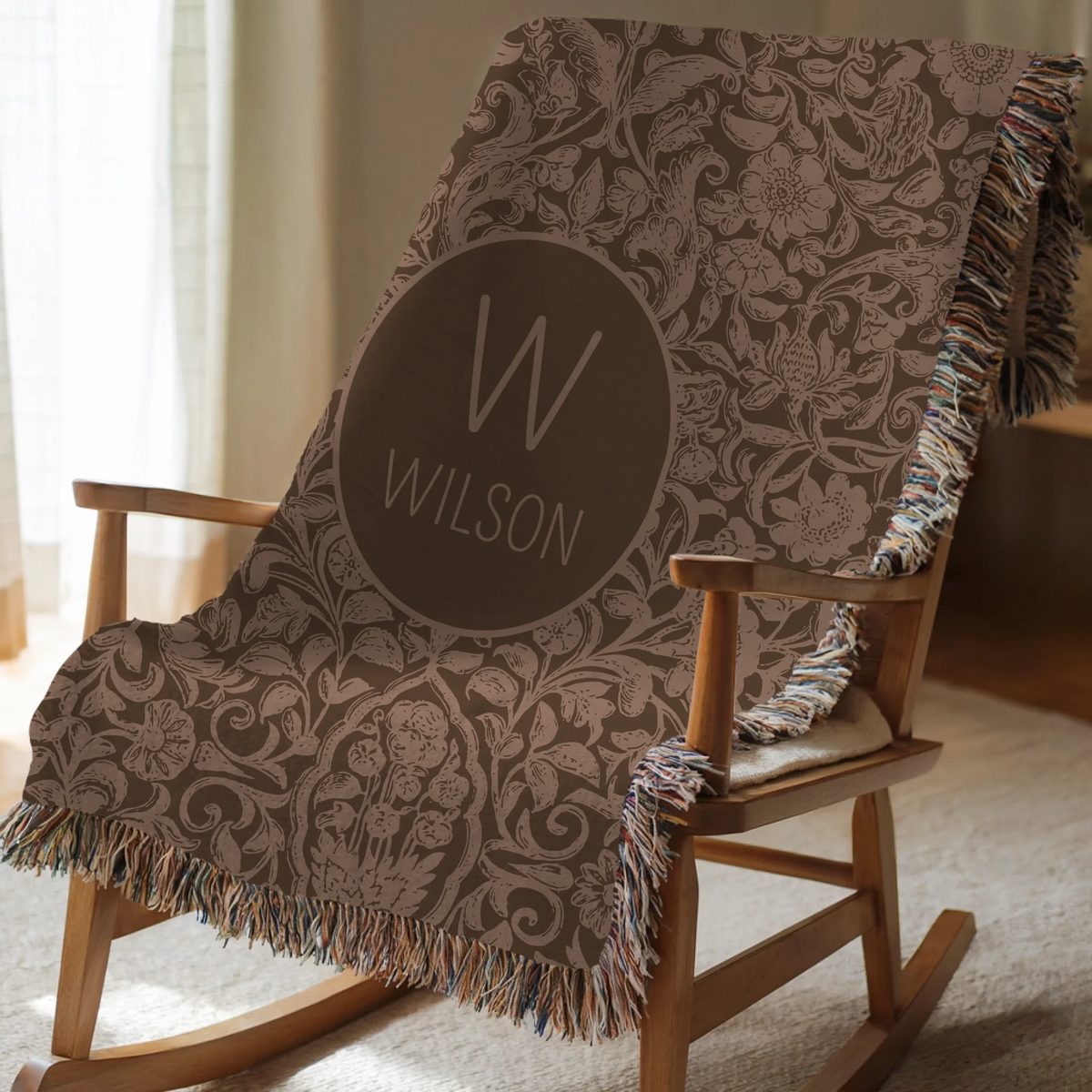 Floral Monogram Blanket - Choice of Pattern- Add Initial & Name - Personalized