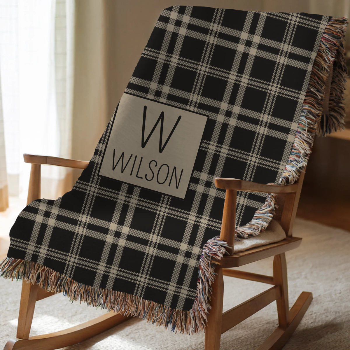 Plaid Monogram Blanket - Choice of Pattern- Add Initial & Name - Personalized