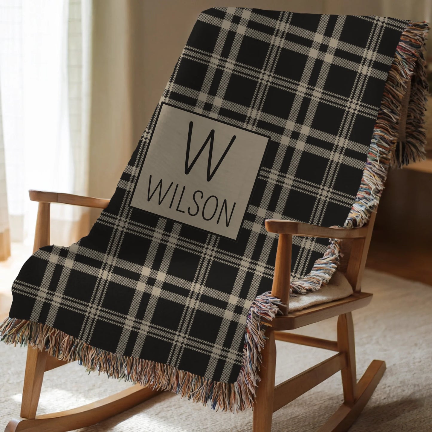Plaid Monogram Blanket - Choice of Pattern- Add Initial & Name - Personalized