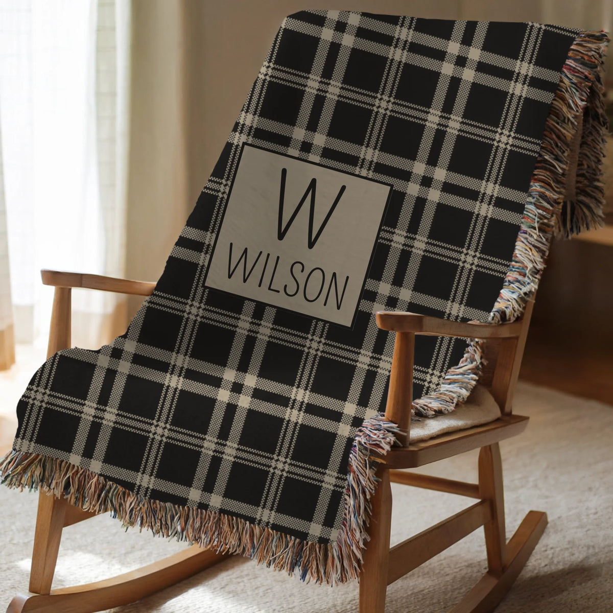 Plaid Monogram Blanket - Choice of Pattern- Add Initial & Name - Personalized