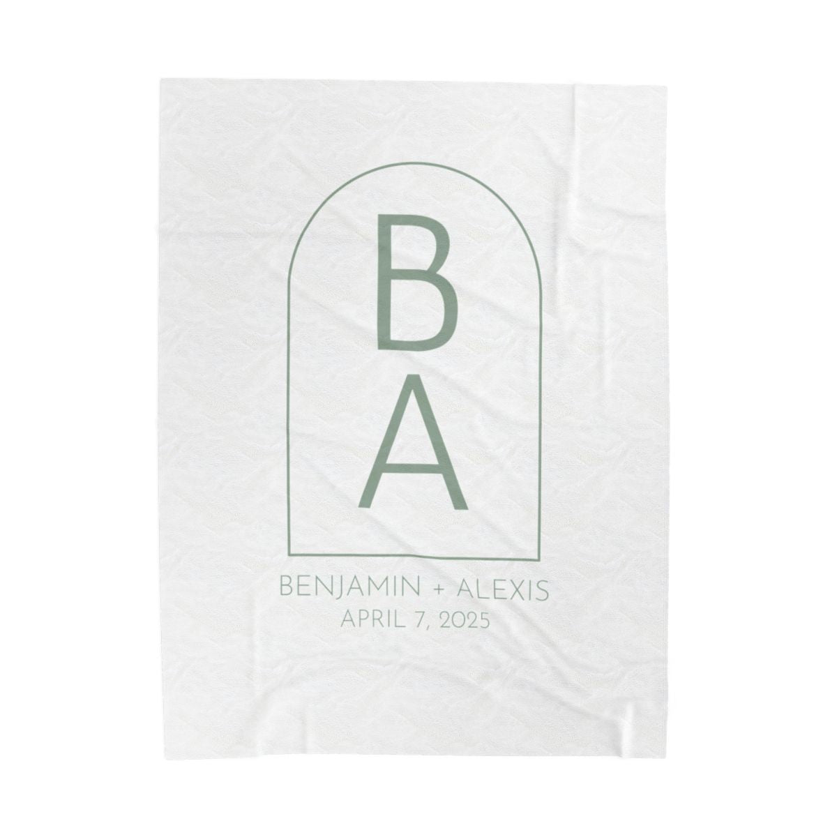 Custom Personalized Ginkgo Leaves Minimal Wedding or Anniversary Velveteen Plush Blanket